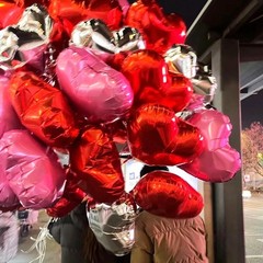 60 PCS Heart Shape Foil Balloons, 10 Inch Red Pink Silver Heart Foil Balloons…
