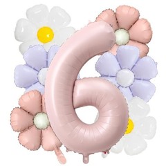 Daisy 6th Party Decorations Balloon,40inch Pink Number Balloon 6，Daisy Party …
