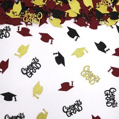 200 PCS Maroon Gold Graduation Confetti Class Of 2026 Glitter Table Scatter