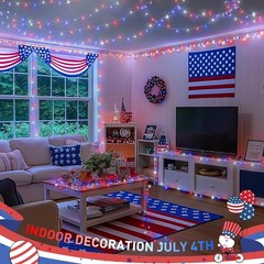 100 LED Patriotic String Lights – 33ft, 8 Bright Modes for Indoor Outdoor Use