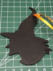 Halloween Hanging decoration Black Witch Laser Cut Painted Plywood. With Ribbon.