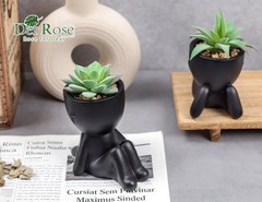 Der Rose Set of 2 Fake Plants Artificial Succulent for Office Black