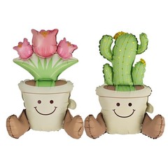 2PCS Cactus Tulip Potted Balloon Mexican Fiesta Themed Balloon