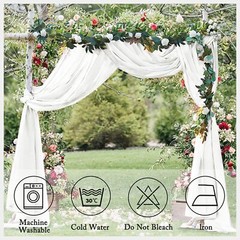 White Chiffon Curtain 2 Panels 2.4ftx9ft Rod Pocket Tulle Backdrop 29″x108″