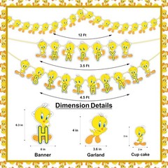 Twety Theme Party Supplies – Complete Cartoon-Inspired Decoration Set with Ga…