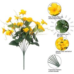 Flexible Stem Artificial Hibiscus Silk Flower for Outdoor Porch Decoration