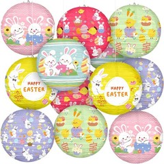 Pastel Bunny Paper Lanterns – 12 Pcs 8-Inch Decorations for Easter Gatherings