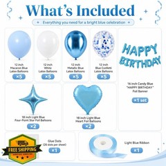 Paready Blue White Birthday Decorations