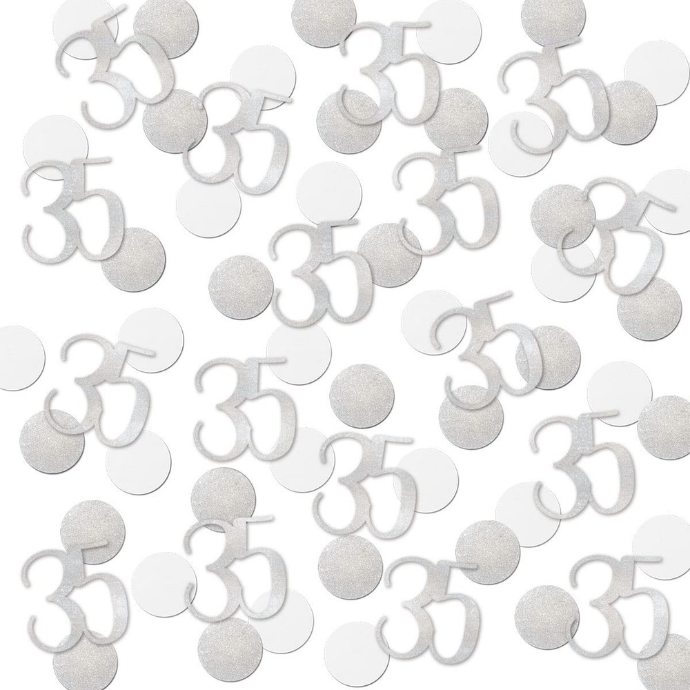 200 PCS Silver Glitter 35 Confetti 35th Birthday Number Table Decoration