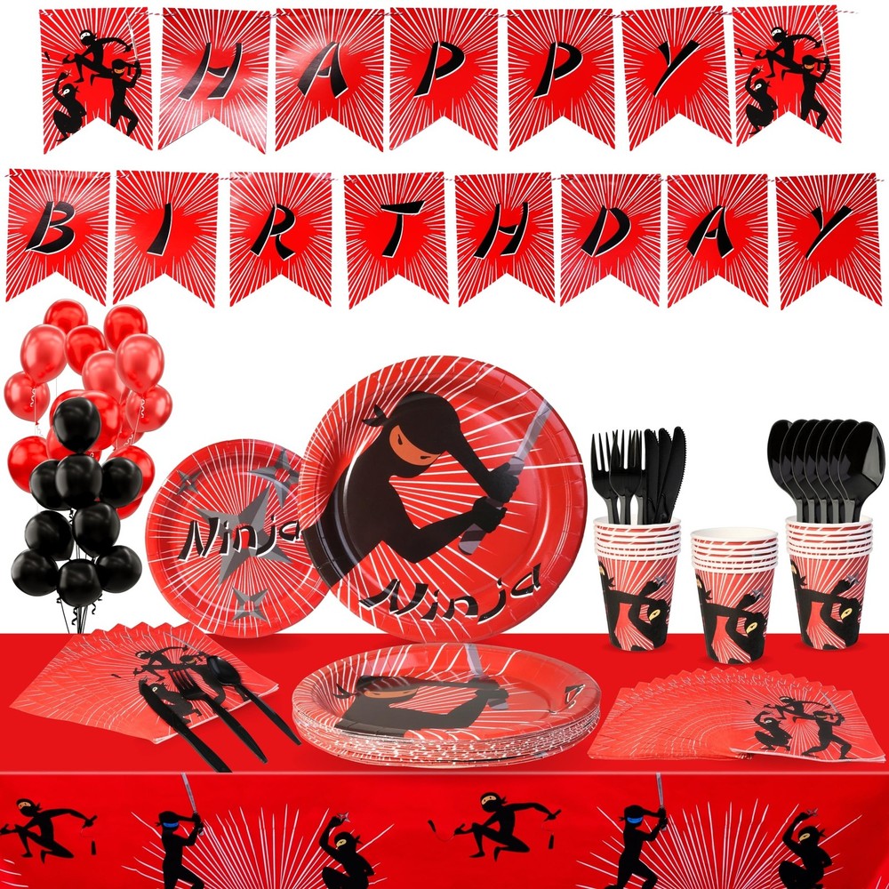Ninja Birthday Party Decorations Set – 202-Piece Ninja Party Supplies Serves 25