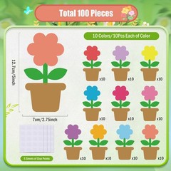 100 PCS Colorful DoubleSided Spring Flower Paper Cutouts Classroom Decor