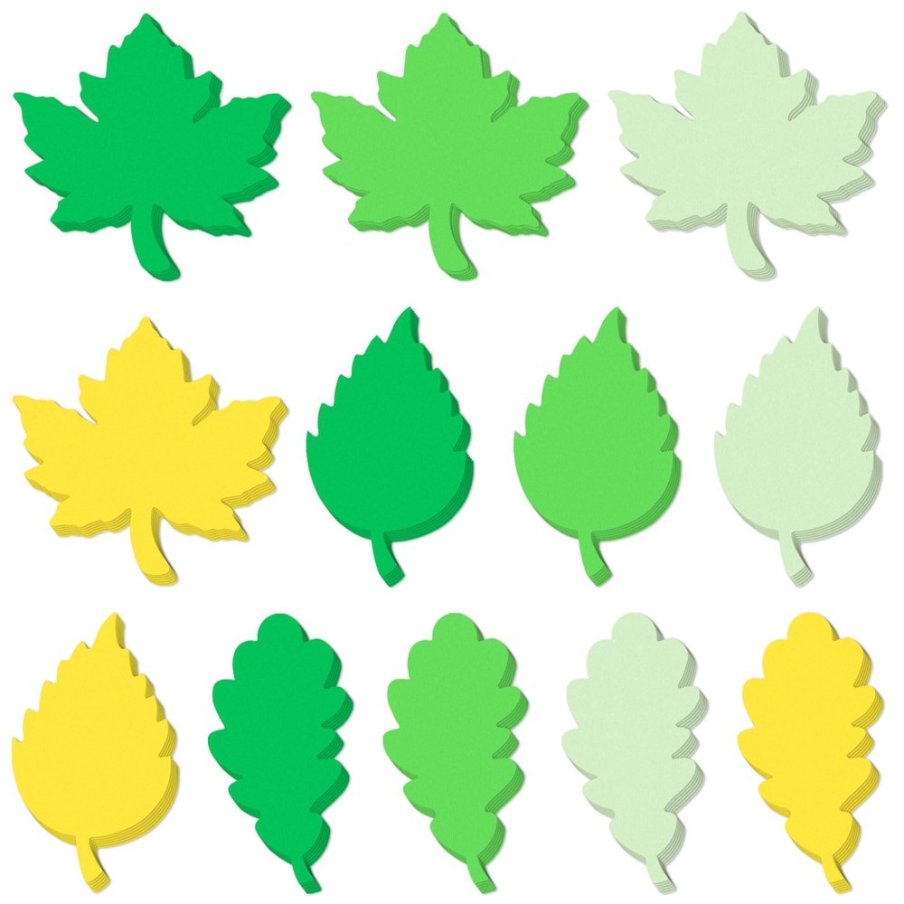 360 PCS 4 Green Spring Leaf Paper Cutouts, Maple, Oak, Birch, Bulletin Board