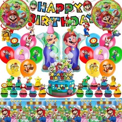 Mario Birthday Party Supplies Set Balloons Banner Decorations Cake Toppers