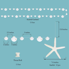 Flat Paper White Finger Starfish Seashell Garlands under the Sea Party Decoratio