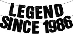 Pre-Strung Black Glitter Banner, Happy 40th Birthday Decorations for Men, 40 …