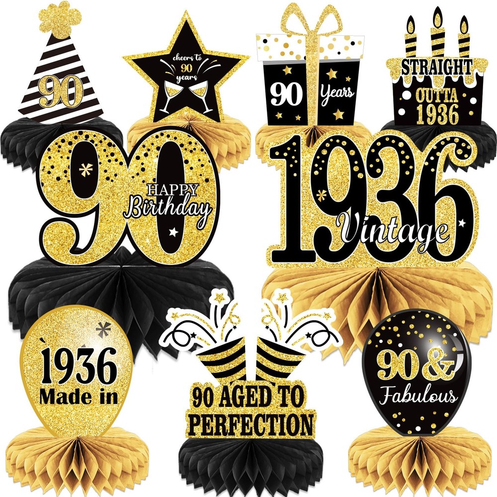 9pcs 90th Birthday Decorations 90th Birthday Centerpieces For Tables Decorations