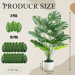 Der Rose 28″ Fake Plants Large Artificial Monstera 28 Inch (Height), White