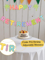 Pre-Strung Happy Retirement Banner – Hawaiian Colorful Retirement Party Decorati