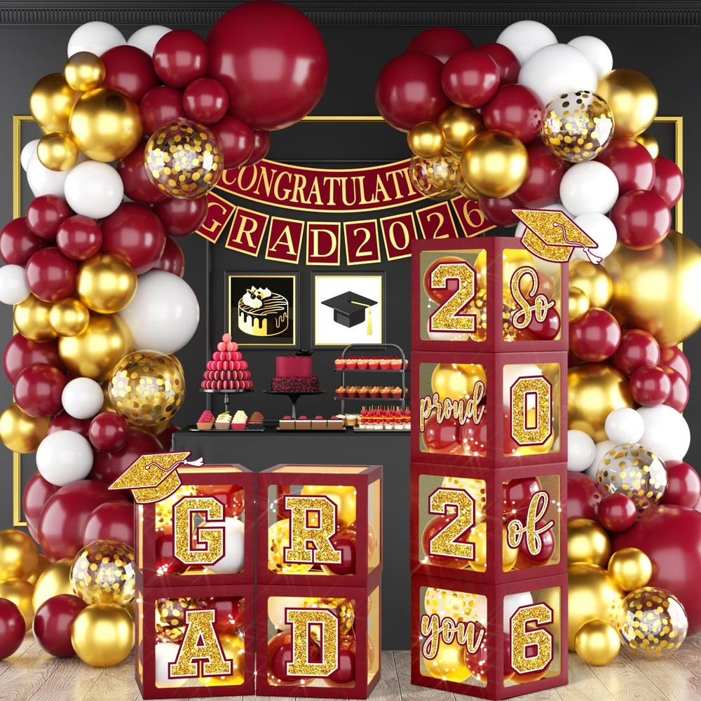 Graduation Decorations Class of 5 inches x 12 x 18 inches, Wine Red