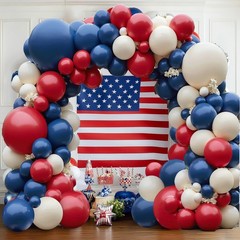 Red White Blue Balloons Arch Kit, Double Dark Ruby Red Navy Blue Ivory White …