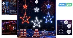 Battery Operated Star Window Lights, 3 Pack – Red White Blue Independence Decor