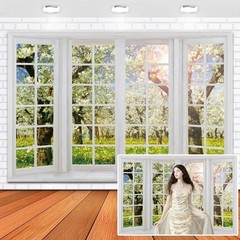 Spring Garden Window Backdrop 10x8ft for Photography Summer Forest Scenery Gr…