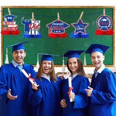 8 PCS 2025 Graduation Centerpieces, Tables, Congrats Grad, Honeycomb Toppers