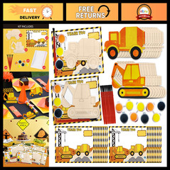 Construction Party Favors – 24 Pcs Birthday Supplies, Wooden Crafts & Decoration