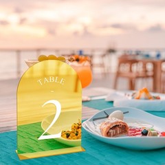 Joyit Arch Wedding Table Numbers 1-10 Stands 5 X 7 Acrylic Mirrored Gold Table