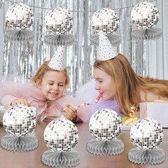 12PCS Prom Silver Disco Theme Party Honeycomb Centerpieces 70S Birthday Decorati