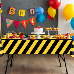 4 Pack Construction Tablecloth Construction Road Party Decorations Rectangular R