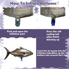 6 Pcs 33Inch Realistic Inflatable Fish Balloons, Carp Tuna Party Balloons for Fi