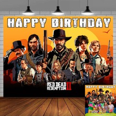 Red Dead Redemption Party Decorations Backdrop Banner Poster Birthday Gift
