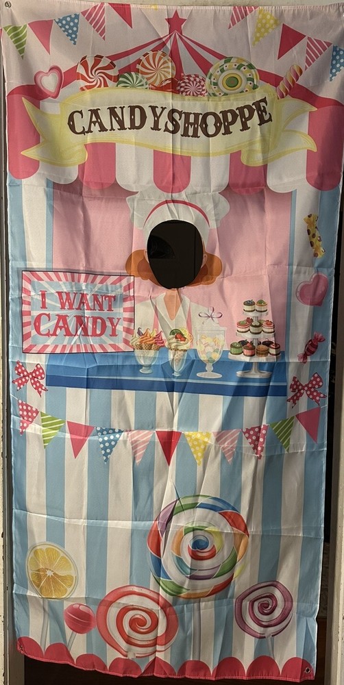 Candy Shop Party Banner~face Hole~photo Prop~great For Carnival/game/party