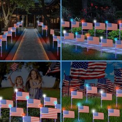 8-Mode Solar American Flag Lights – Perfect Outdoor Decoration for Memorial Day