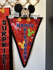 Disney Hidden Peeking Mickey Mouse Happy Birthday Party Embroidered Felt Pennant