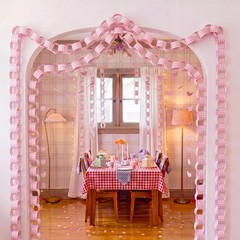 Fanfanwin 300 Sheet Gingham Paper Chain Garland Strips – 1×8 Inch DIY Pink