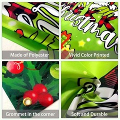 Merry Christmas Backdrop Banner – Green Cartoon Theme – 8x6ft – Christmas Party