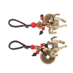 2 Pcs Chinese Brass Keychain New Year Decoration Charm for Spring Festival