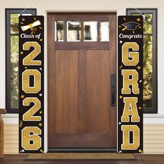 Graduation Decorations 2026 – Gold & Black Congrats Grad Banner, Indoor/Outdoor