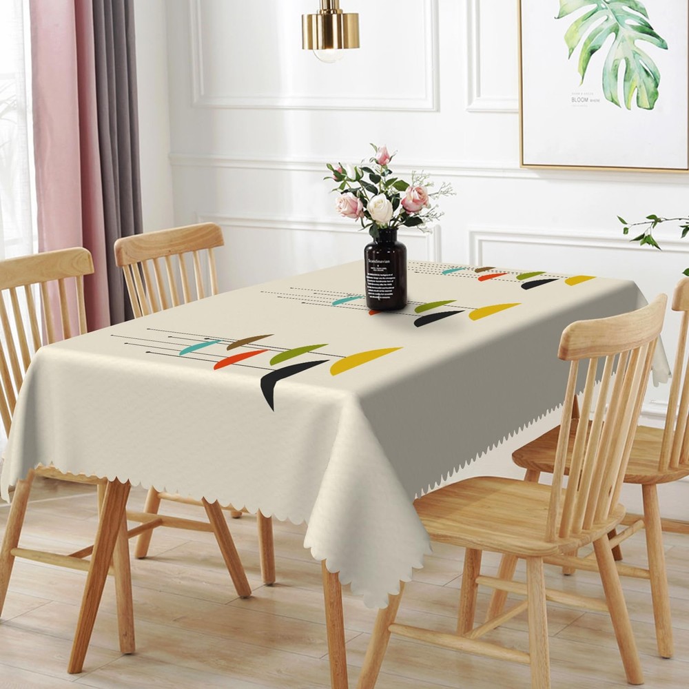 TTQYFNM 60×108″ Mid Century Tablecloth Modern Geometric Abstract Art Rectangle