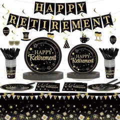 Black Gold Retirement Decorations Kit 184pcs