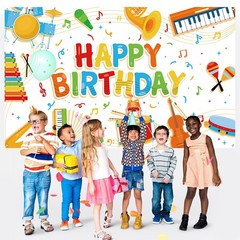 Music Note Banner Decorations for Kids – Happy Birthday Musical Instrument Th…
