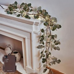 Lighted Eucalyptus Garland Battery Operated with Timer 6FT 96 LED Artificial