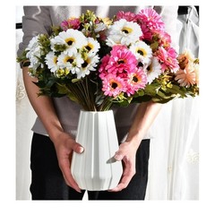 7 Stem Artificial Silk Daisy Flowers Marigold Bouquet for Home Office Decor