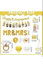 Engagement Party Decorations – Gold Engagement Congratulations Decor, HAPPY ENGA