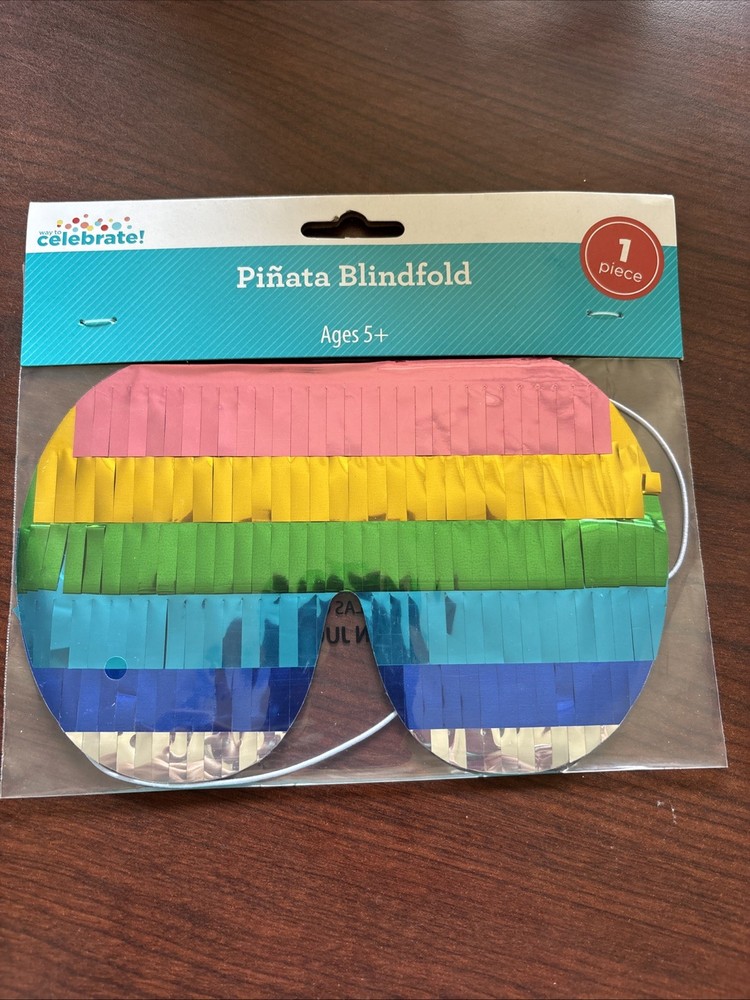 Way To Celebrate! Piñata Blindfold Rainbow Color For Ages 5+ Brand New