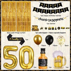 50th Birthday Decorations for Men with Cheers to 50 Years Banner, Happy 50th …