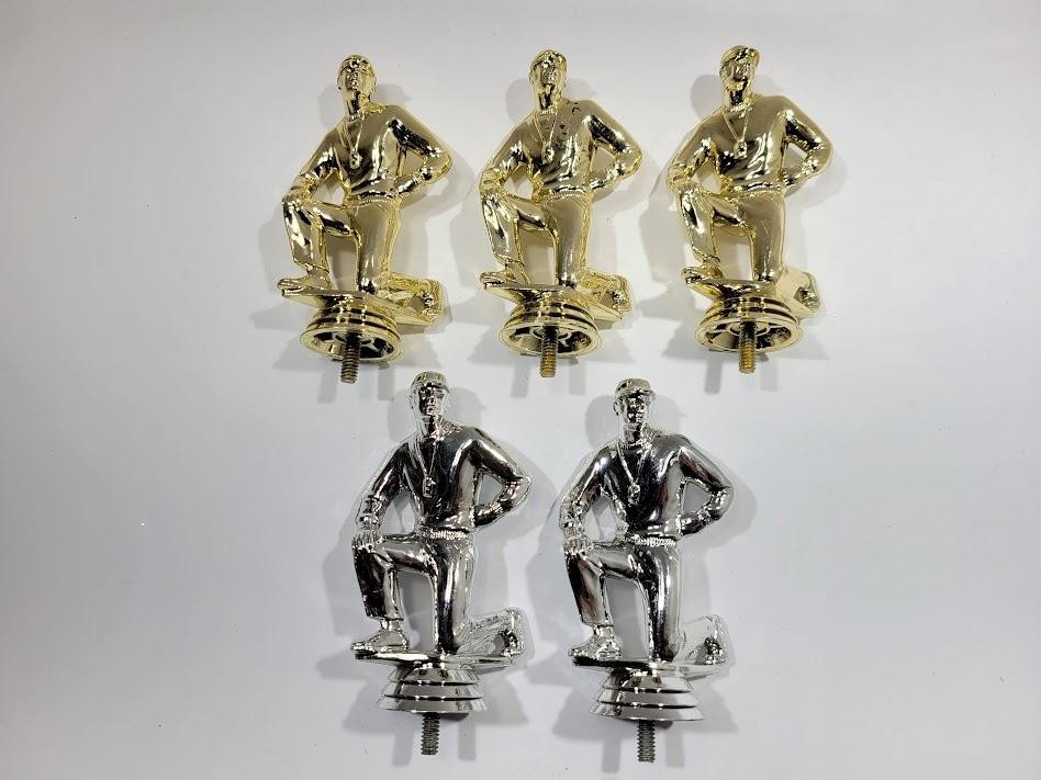 Kneeling Coach Trophy Toppers Figurine Lot 5Pc Gold Silver Plastic Sports Award