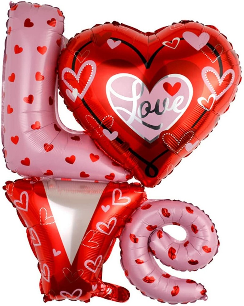 Ligatures Love Letter Foil Balloons, Valentines Anniversary Engagement Birthday